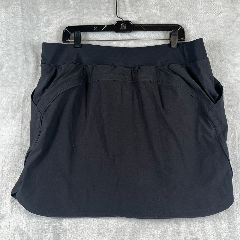 Lands End Womens 18W Swim Skort Built In Shorts Elastic Waist Black Plus Pockets - Picture 2 of 7